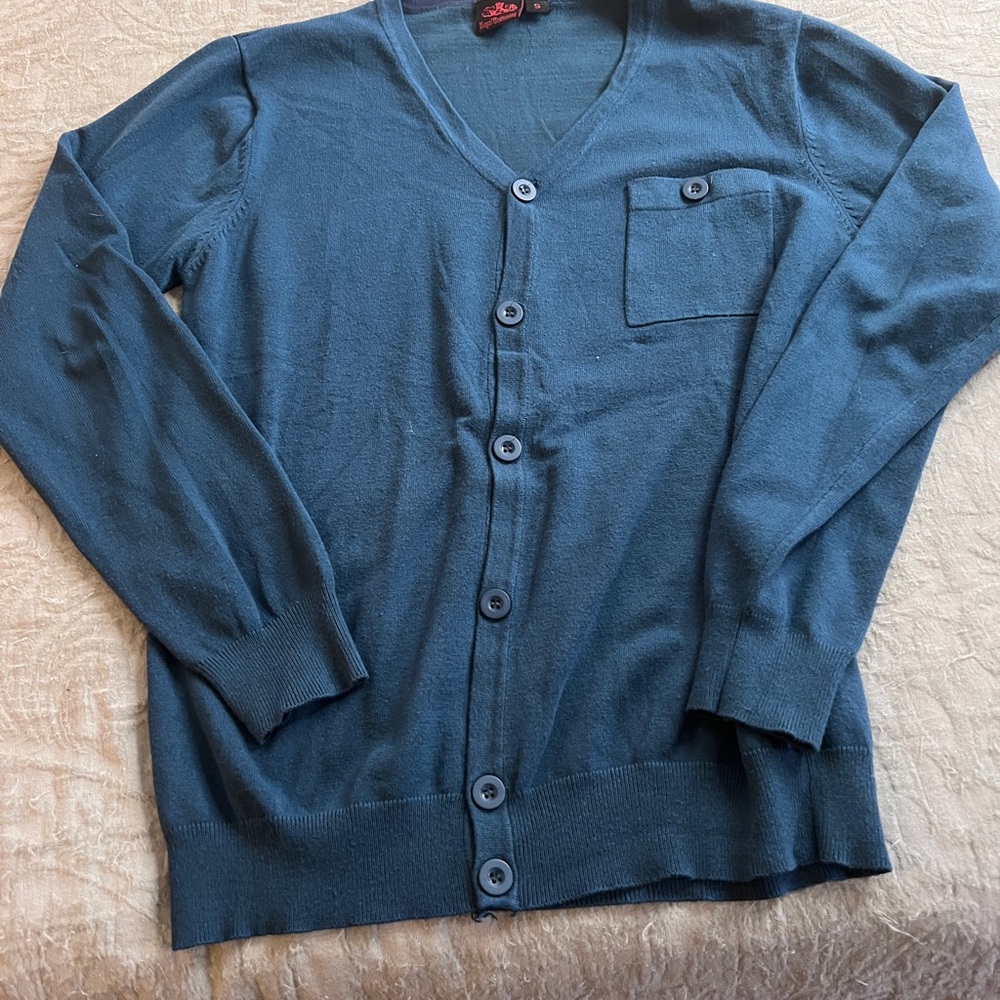 Royal Testimony Women’s Button Down Blue Cardigan Preppy Academia Twee